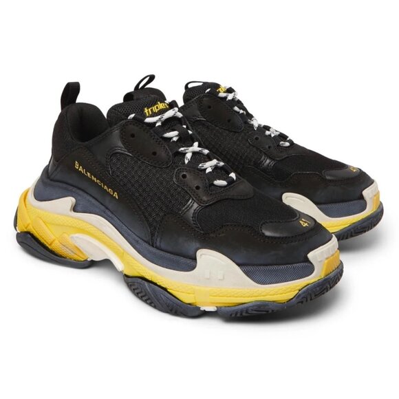 NIB Authentic Balenciaga Black Leather And Mesh Triple S Clear Sneakers - Picture 1 of 11